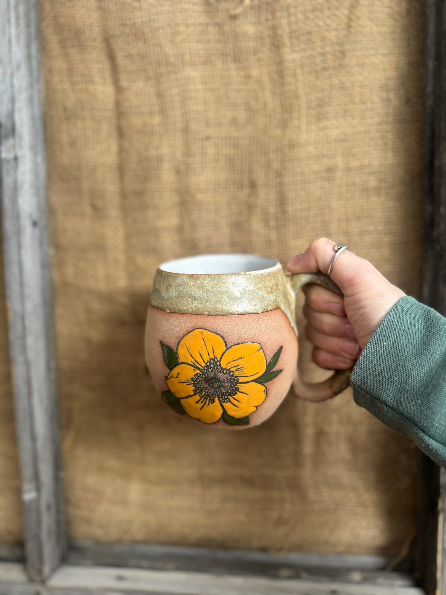 Orange poppy mug