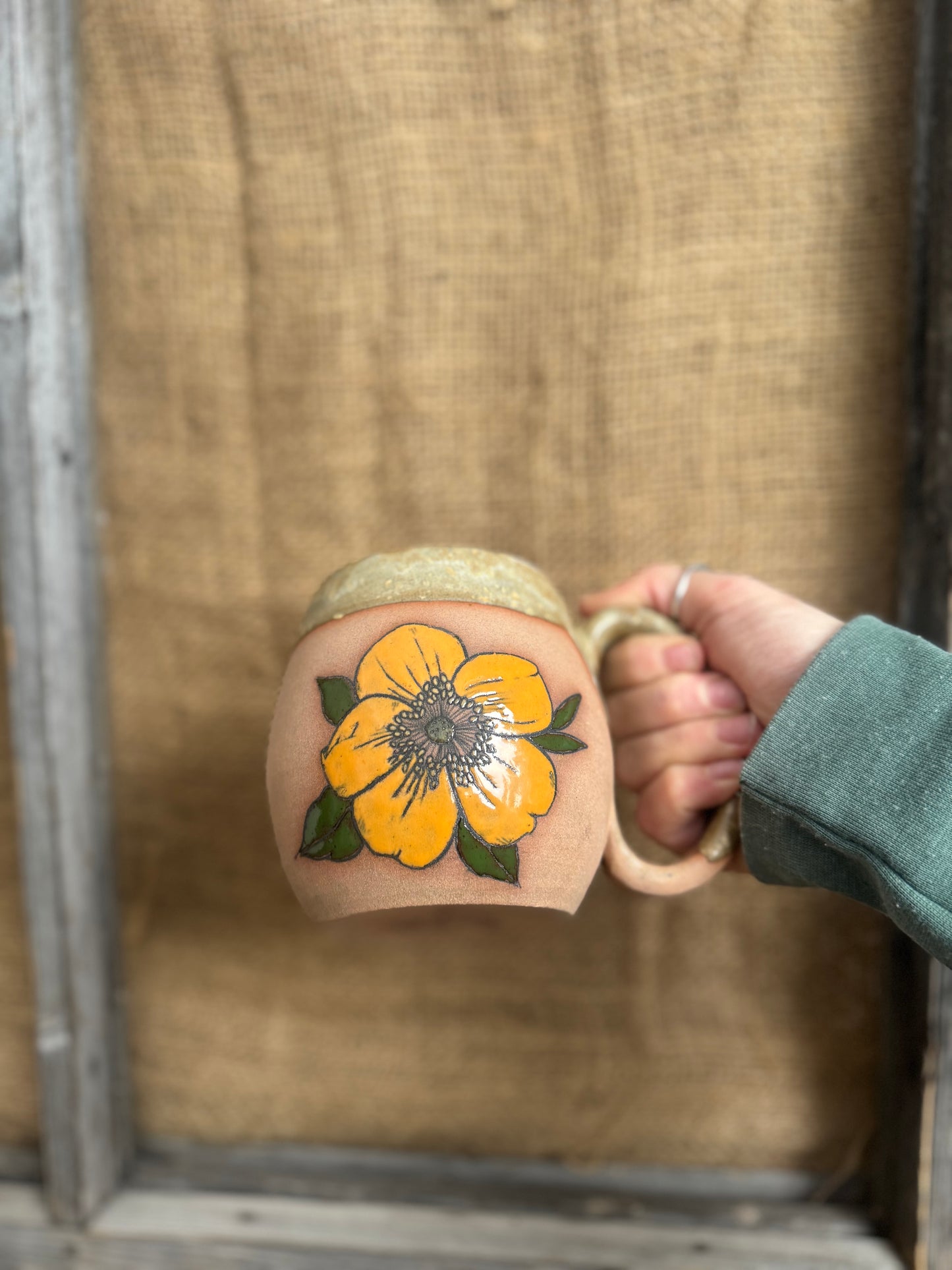 Orange poppy mug